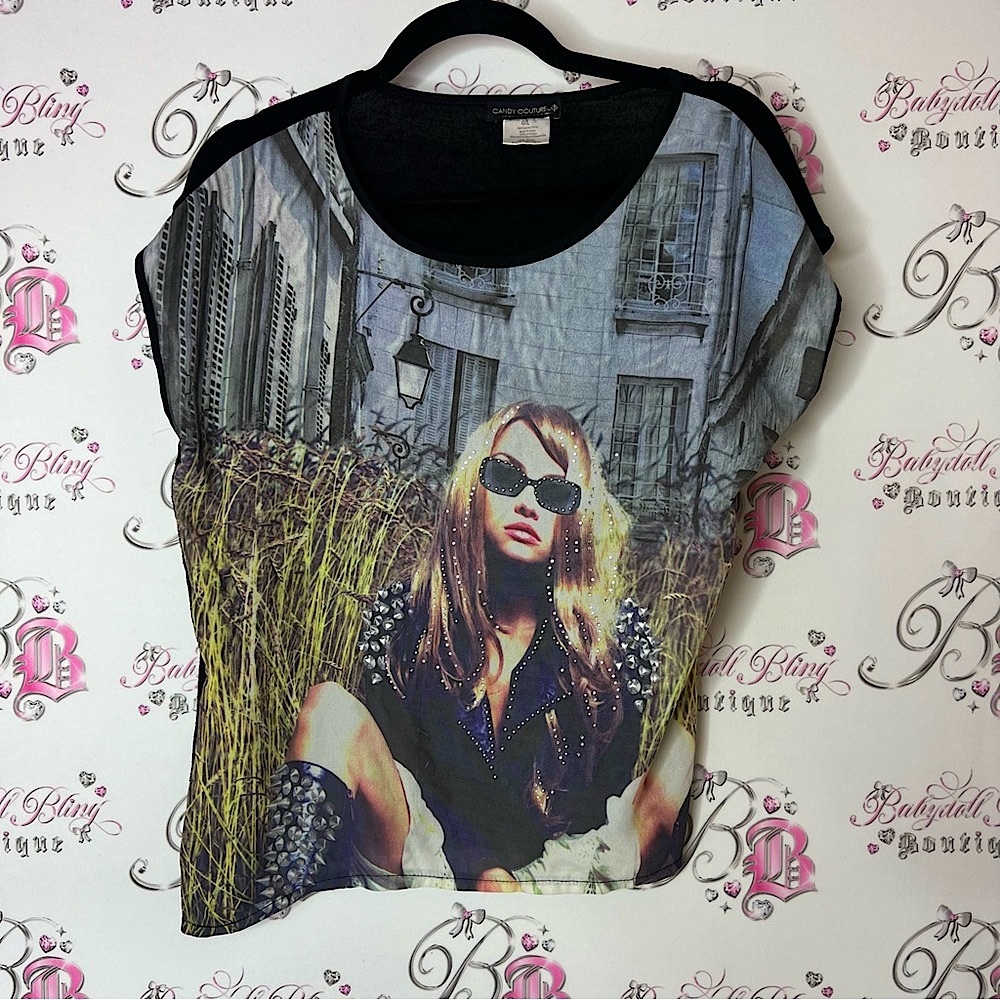 Candy couture top bling Stylish Graphic Women's Top
